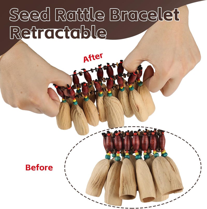 GOGHOST Cacho Seed Rattle Bracelet Anklet, 2 PCS African Shaker Nut Shell Bracelet Natural Percussion Accessories Musical Instrument(Kasika) - Image 3